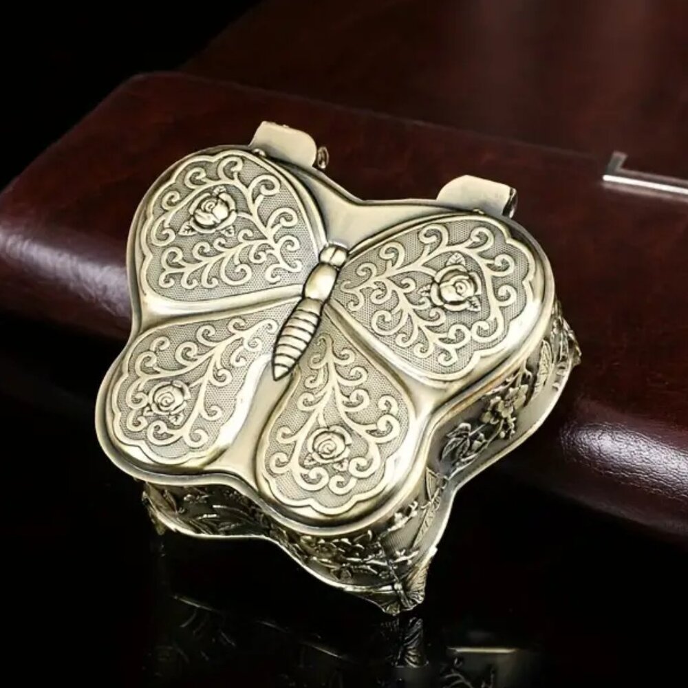NEW Retro Metal Butterfly Shaped Jewelry Box - Bronze ToneFinal price is $15